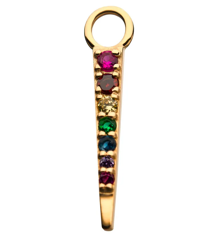 14kt Gold Blade Rainbow CZ Charm