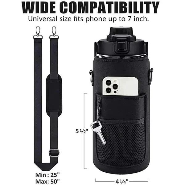 2L Motivational Water Bottle with Cover/ Sleeve with Portable Strap