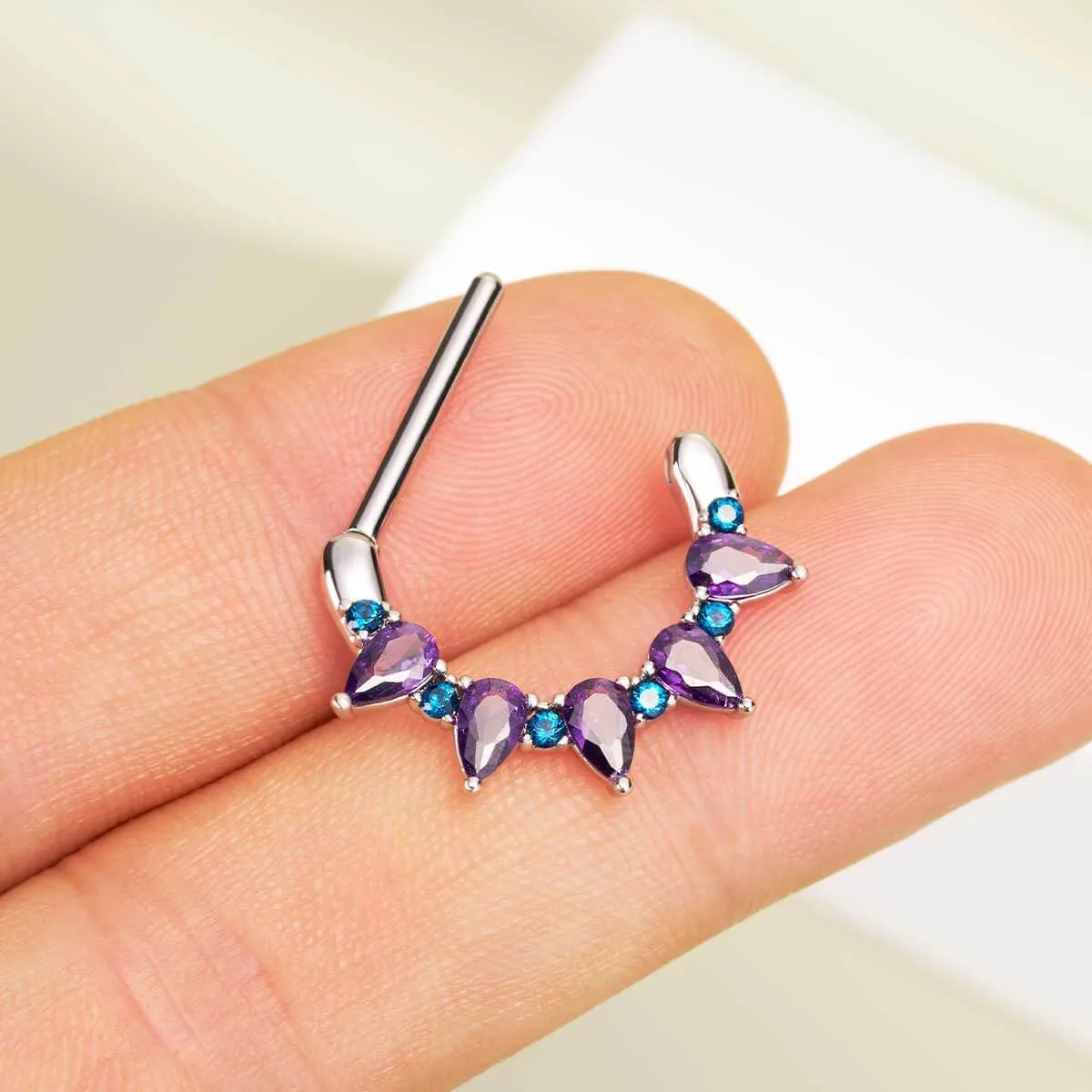 2Pcs 14G Gorgeous Purple CZ Gems Nipple Clicker Jewelry