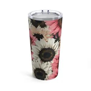 3D Pink Cream Sunflowers Digital Pattern Design 20oz Stainless Steel Tumbler