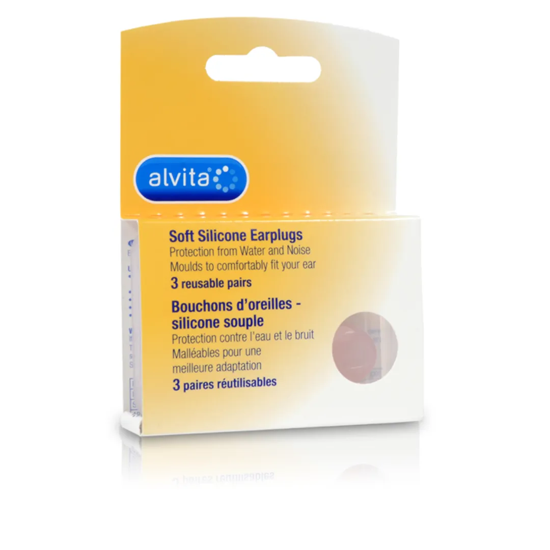 Alvita Soft Silicone Earplugs. Silicone Ear Plugs Pack of 3 (T)