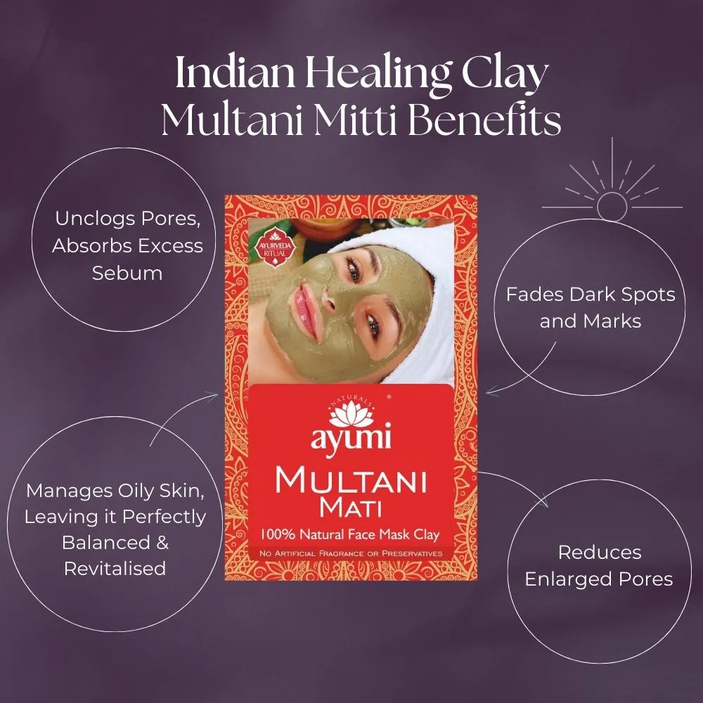 Ayumi Naturals Multani Mati Natural Skin Clay & Face Cleanser Mud Mask 100g