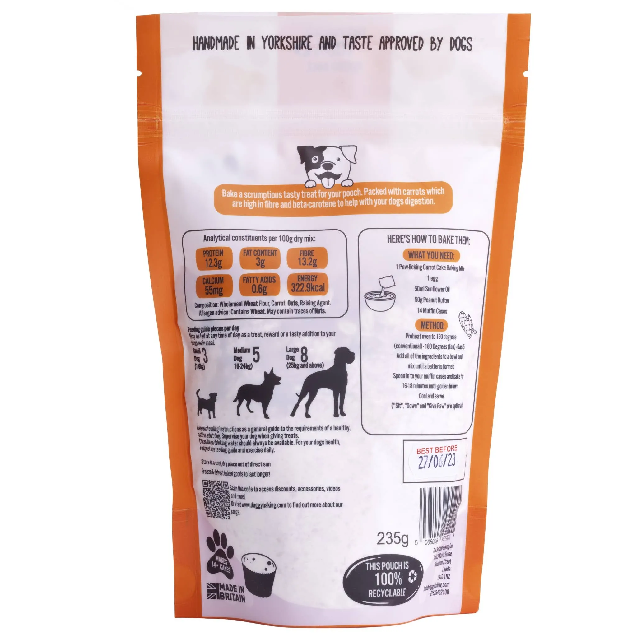 Carrot Cake Pet/Dog Treat Baking Pouch