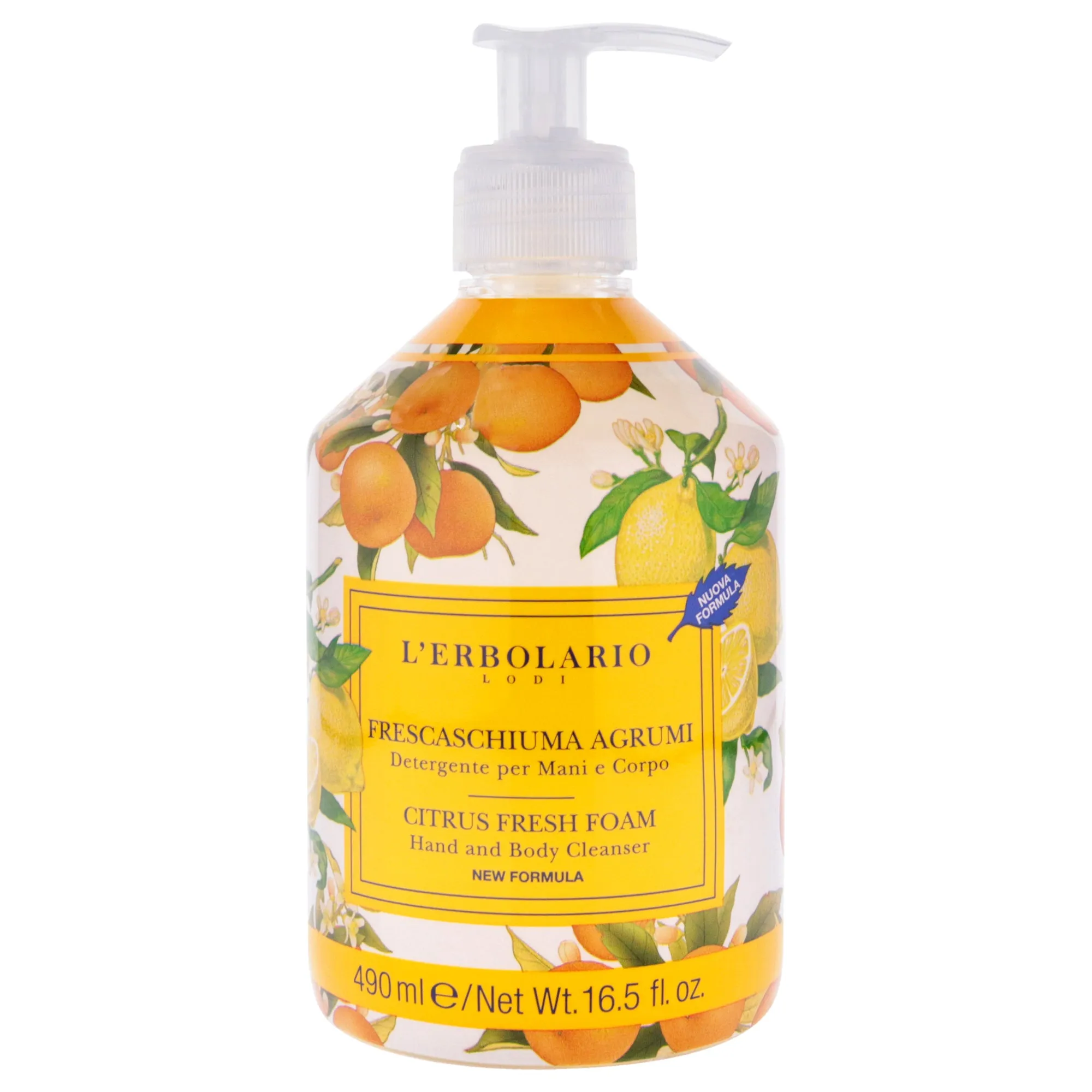 Citrus Fresh Foam Hand and Body Cleanser by LErbolario for Unisex - 16.5 oz Cleanser