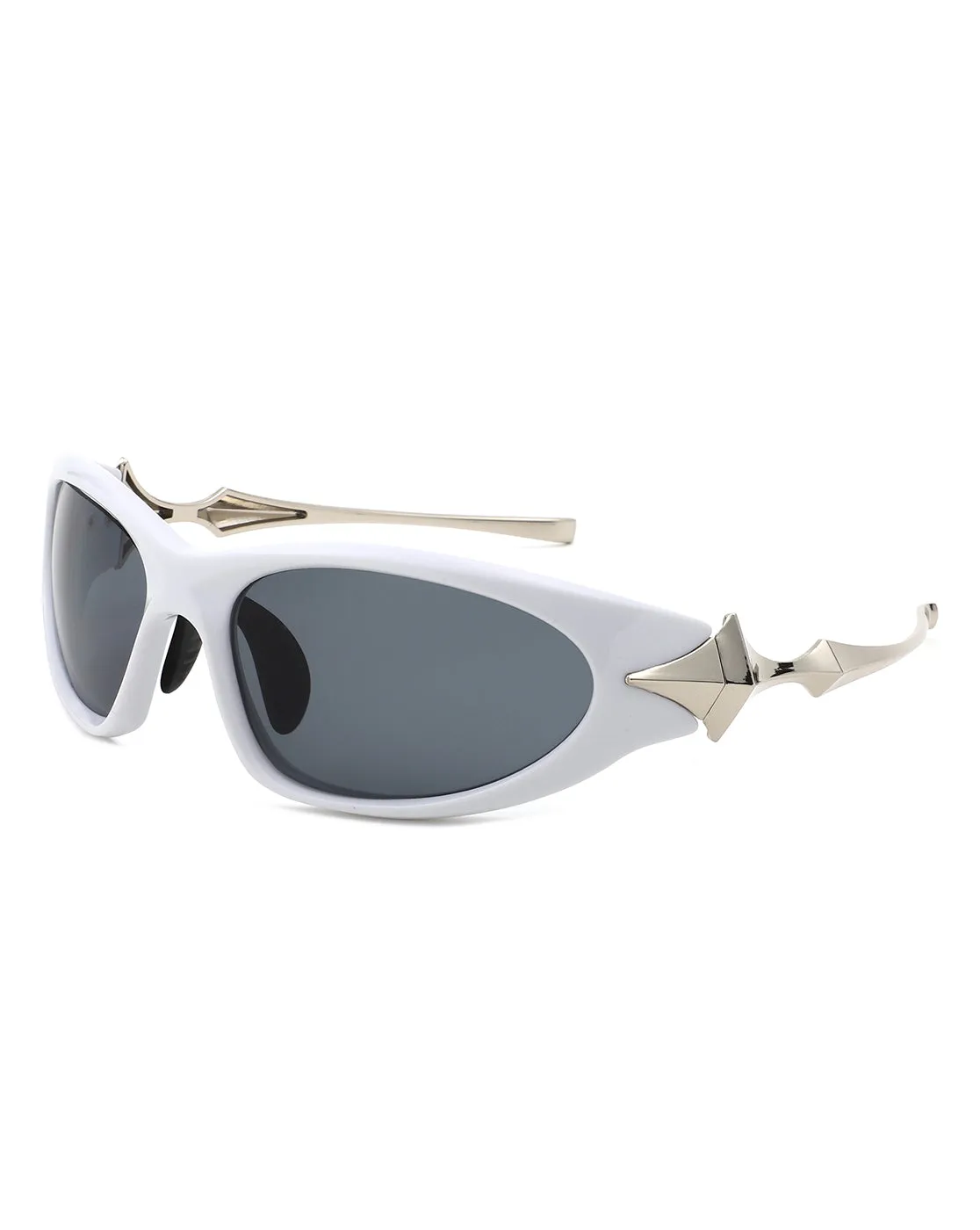 Creastein - Irregular Oval Sporty Wrap-Around Sunglasses