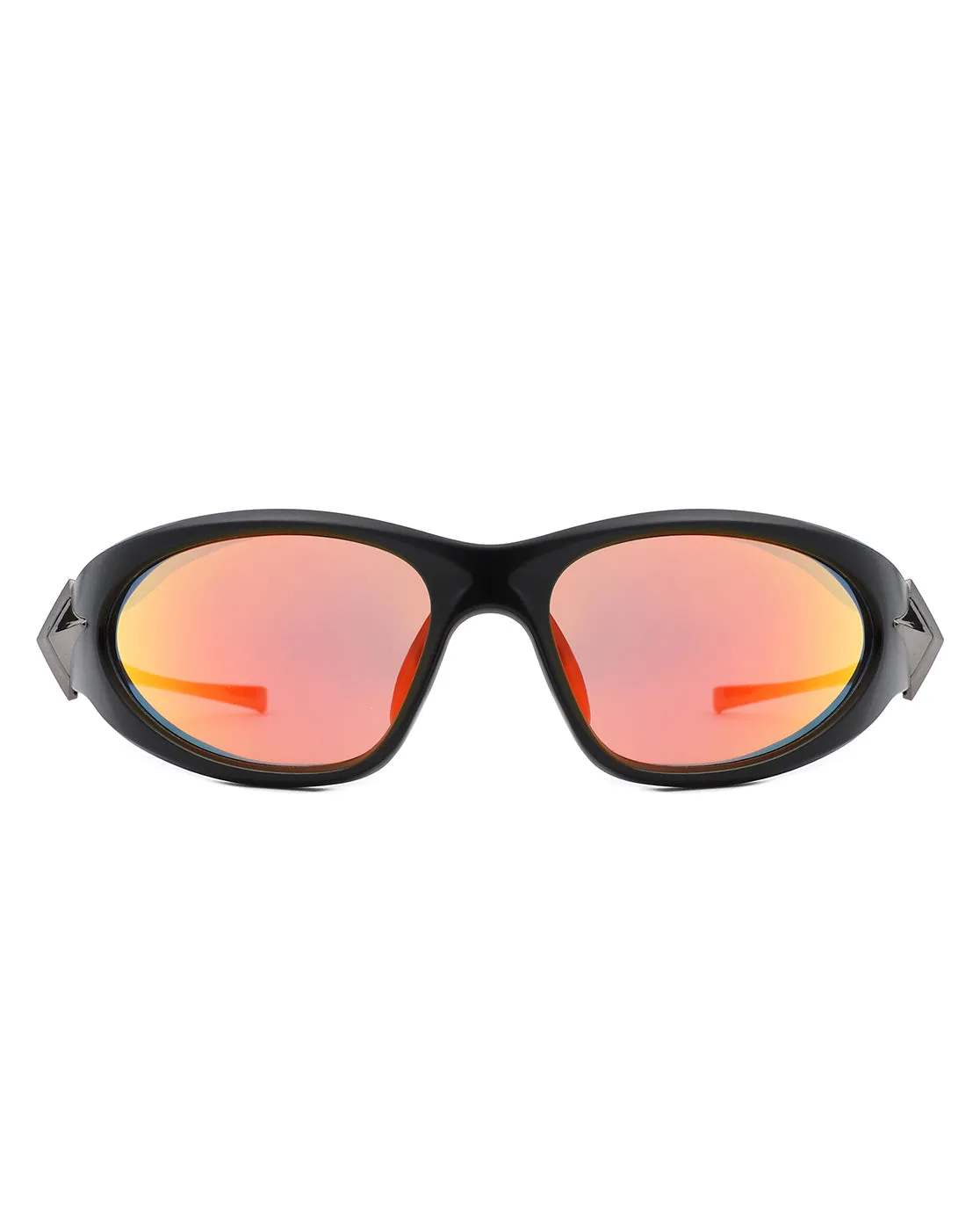 Creastein - Irregular Oval Sporty Wrap-Around Sunglasses