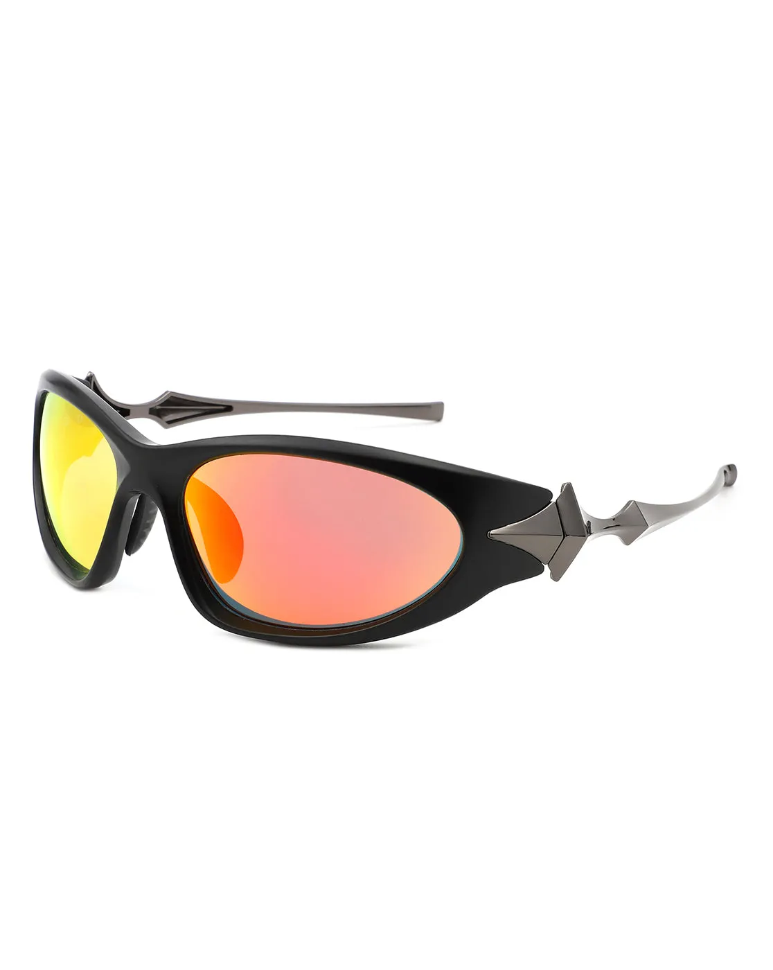 Creastein - Irregular Oval Sporty Wrap-Around Sunglasses