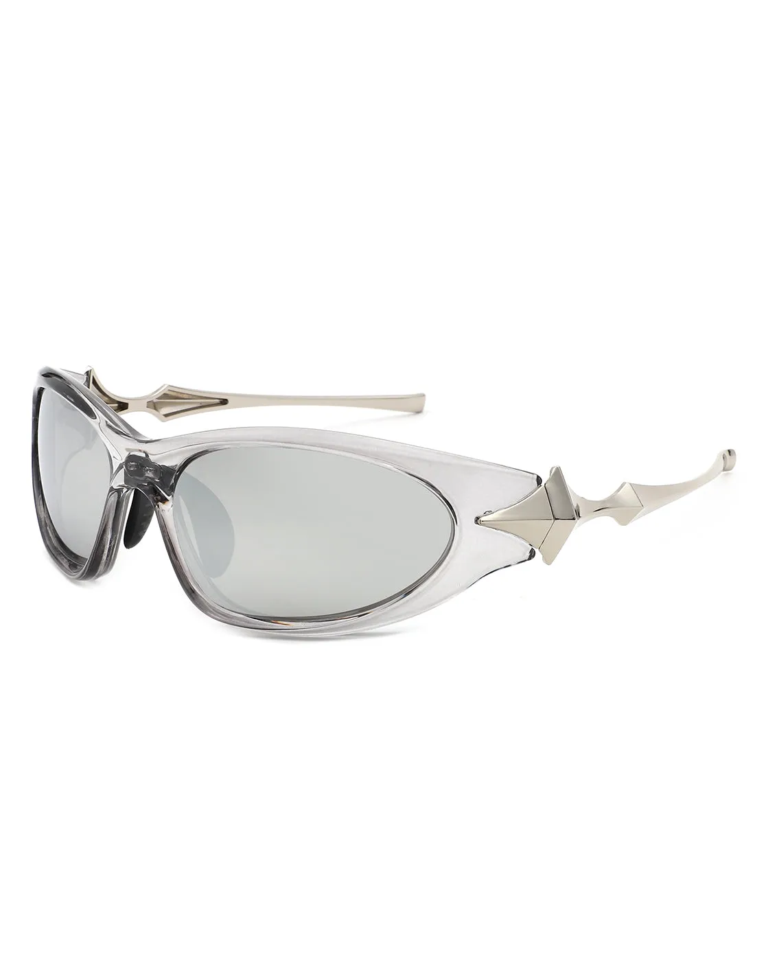 Creastein - Irregular Oval Sporty Wrap-Around Sunglasses