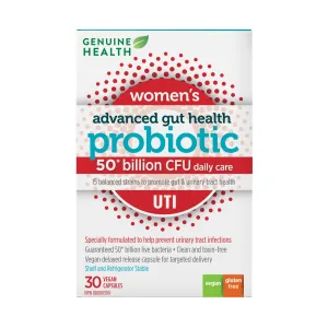 Genuine Health Advanced Gut Health Probiotics for Women, UTI 50 Billion CFU