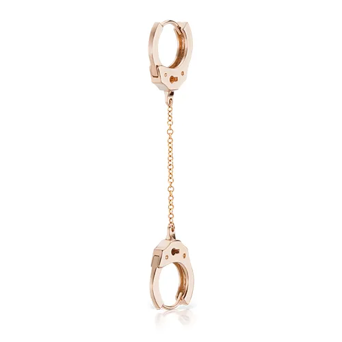 Handcuff Clickers with Medium Chain Earring by Maria Tash in Rose Gold