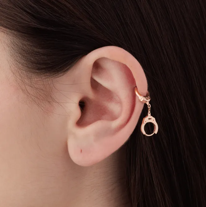 Handcuff Clickers with Short Chain Earring by Maria Tash in Rose Gold