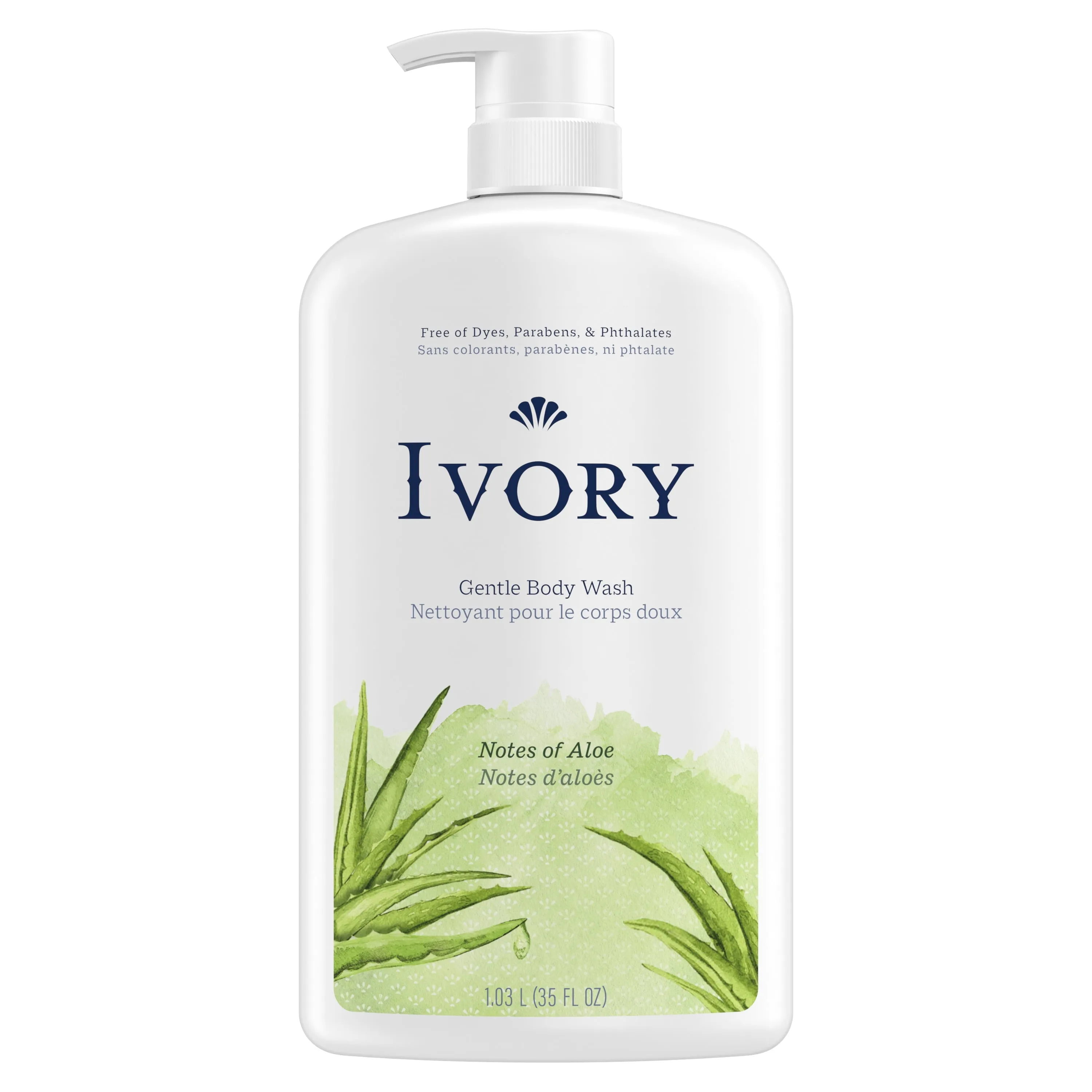 Ivory Mild and Gentle Body Wash, Aloe Scent, for All Skin Types, 35 fl oz