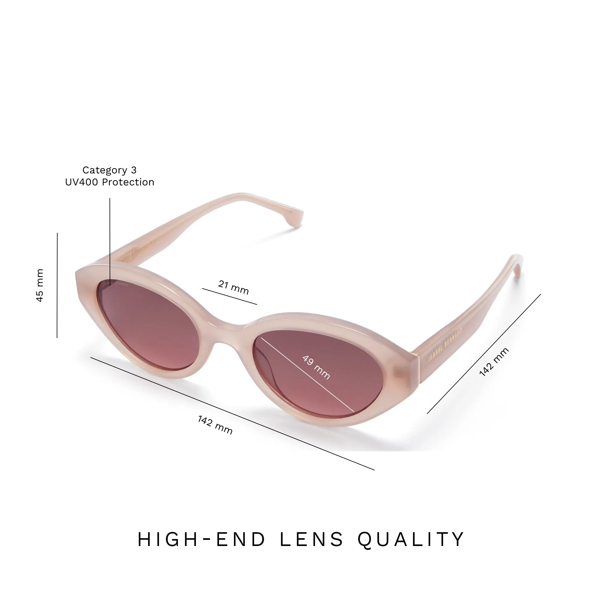 La Villette Rosaire soft pink oval sunglasses with pink lenses