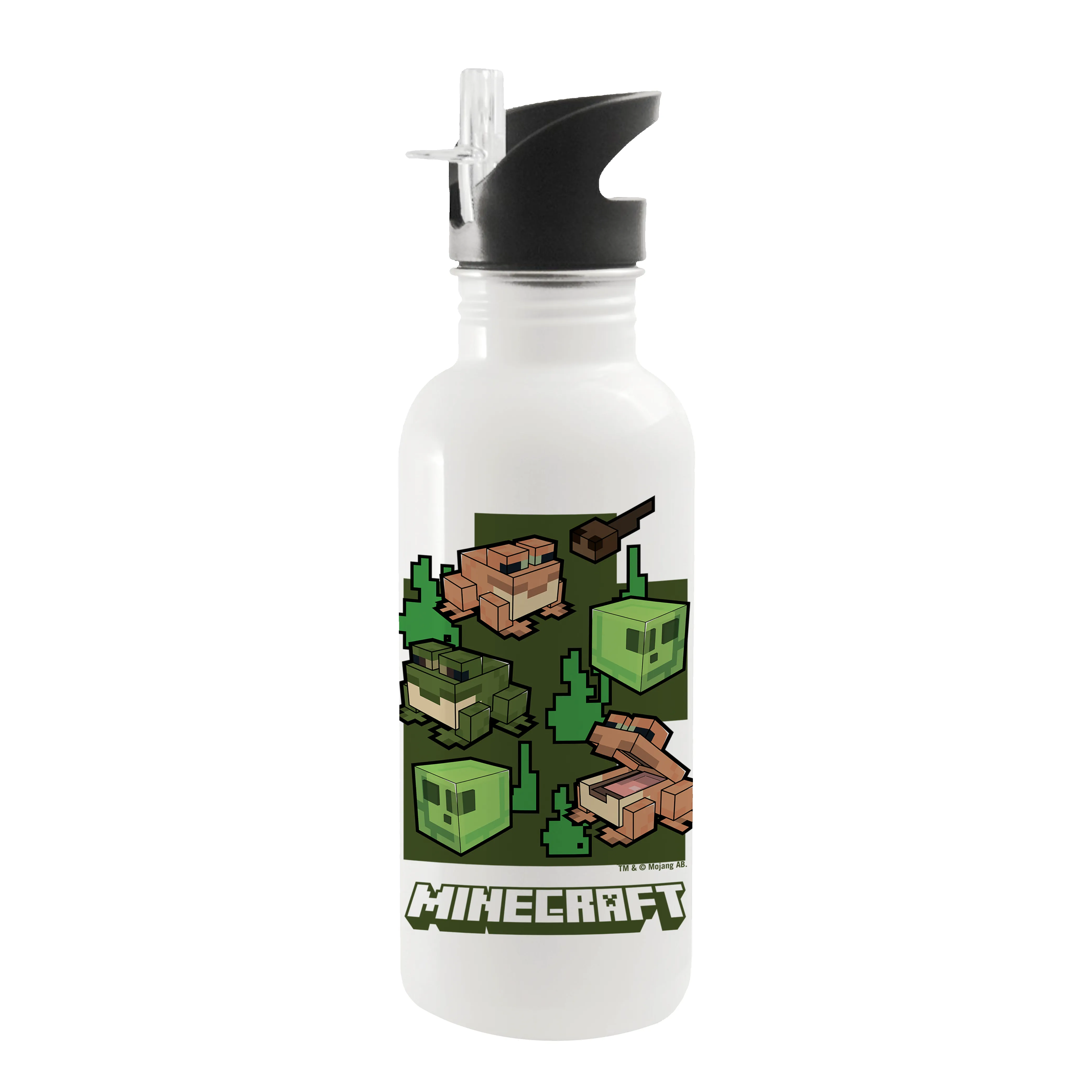 Minecraft Frogs 20 oz Screw Top Water Bottle with Straw