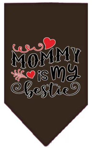 Mommy Is My Bestie Screen Print Pet Bandana Cocoa Small