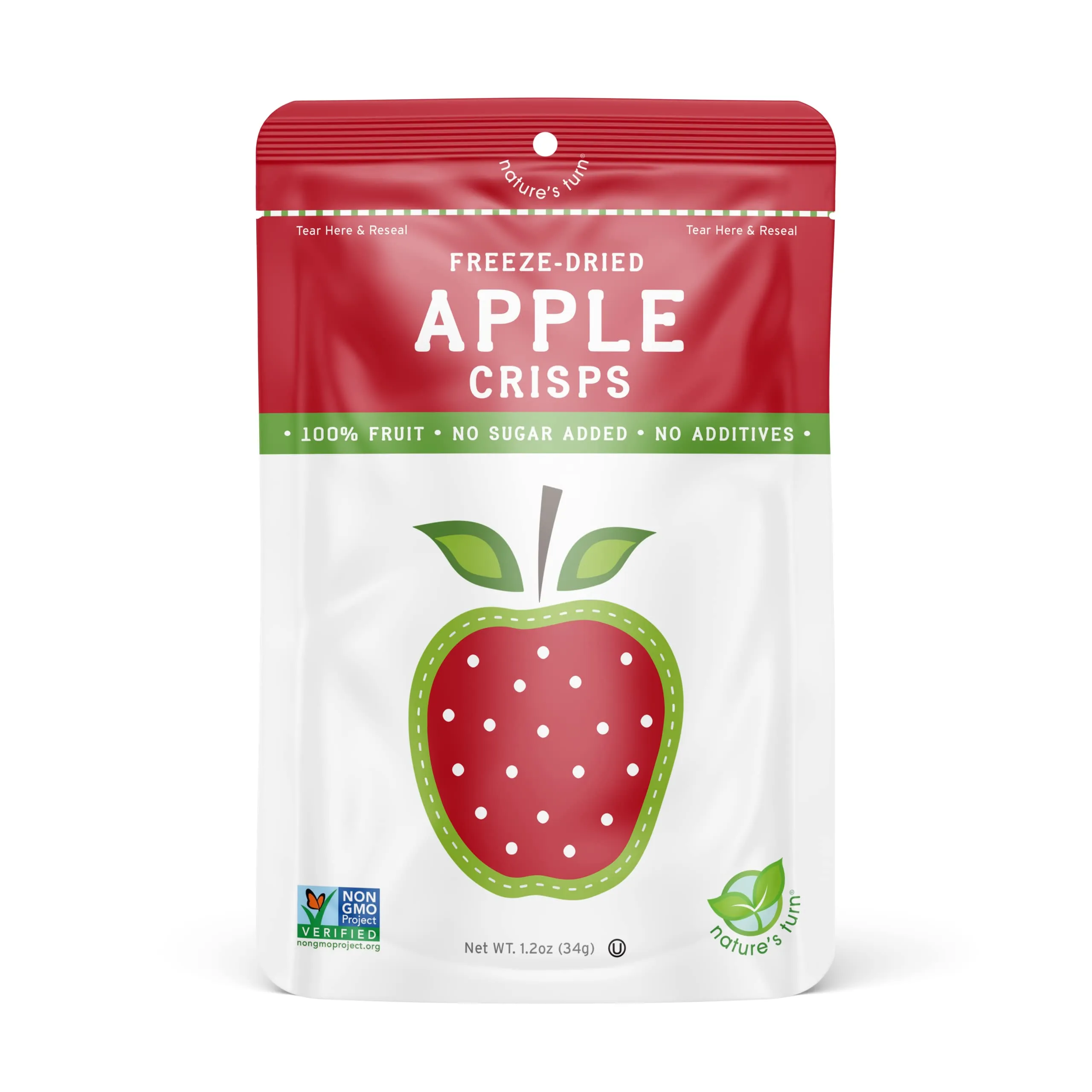 Nature’s Turn Freeze-Dried Fruit Snacks, Apple Crisps - Pack of 6 (1.2 oz Each)