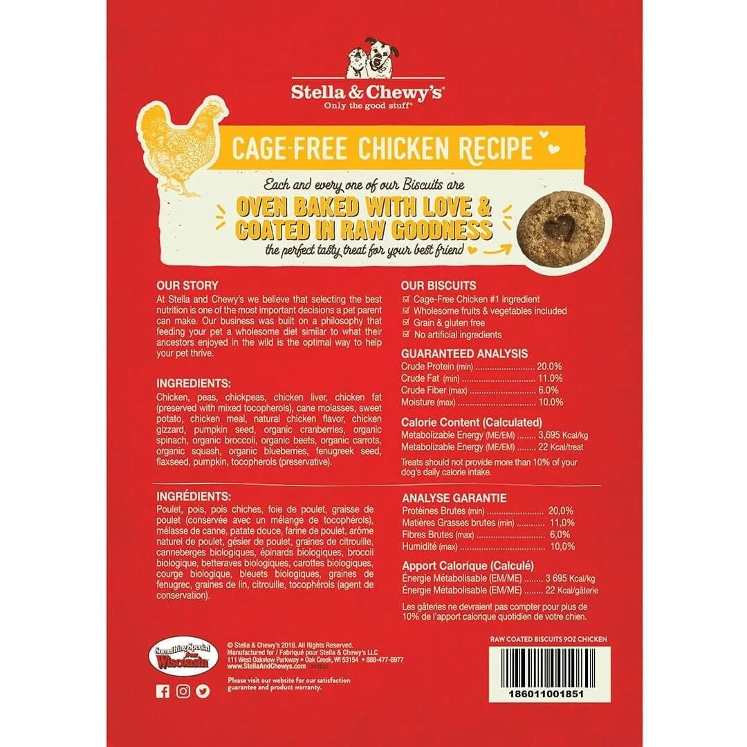 Stella & Chewy's Raw Coated Chicken Biscuits For Dogs, 9oz