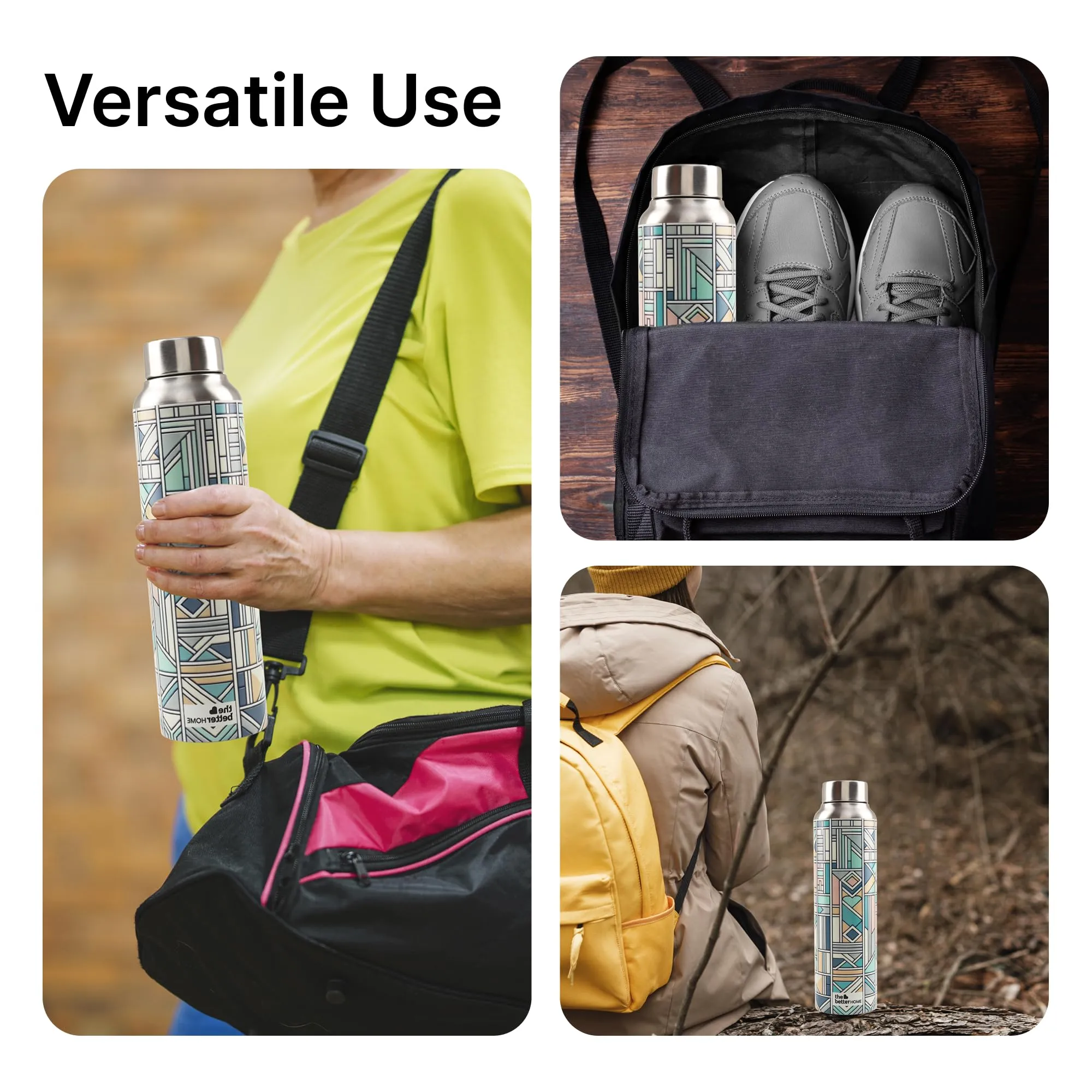 The Better Home Stainless Steel 1L Water Bottle | Gym Water Bottle For Men | Travel Bottle For Adults/Kids/School/Office | Water Bottle For Kids (Pastel Made)