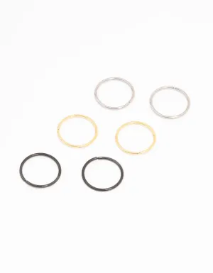 Titanium Mixed Metal Classic Nose Ring 6-Pack