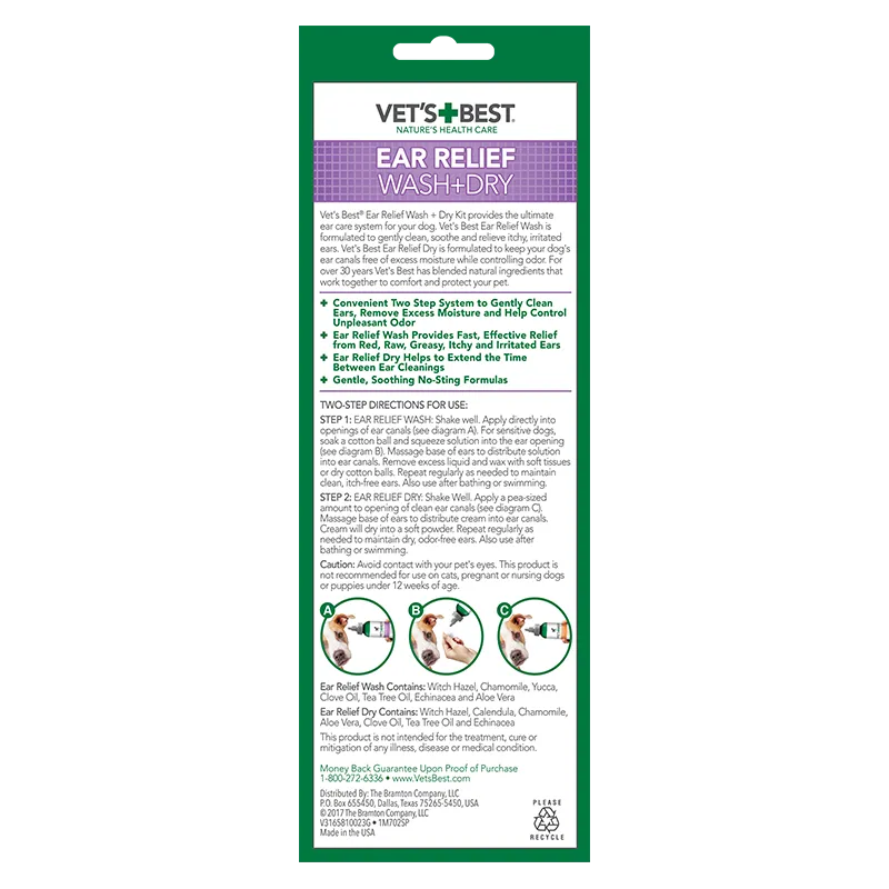 Vet's Best Ear Relief Wash   Dry Kit