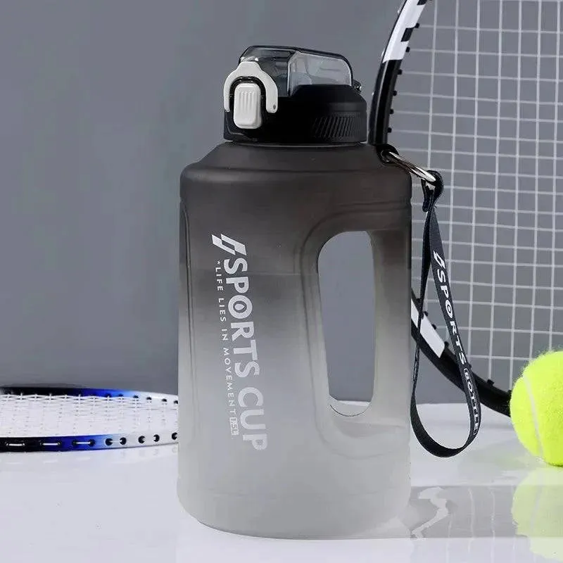 YCALLEY Sport 2l Water Bottle Reminder Silicone Sith Straw Waterbottle Fitness Big Bottles 1500ML / 2300ML / 3800ML 2 liter