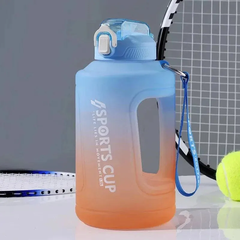 YCALLEY Sport 2l Water Bottle Reminder Silicone Sith Straw Waterbottle Fitness Big Bottles 1500ML / 2300ML / 3800ML 2 liter